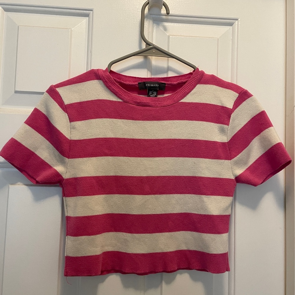 Primark Pink and White Knit Top